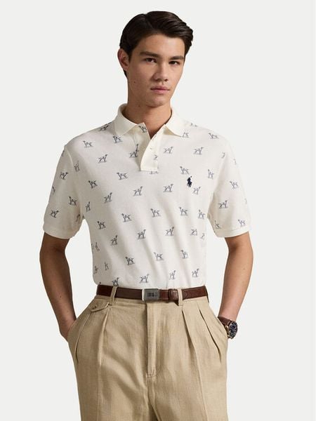 Polo Ralph Lauren Polo 710974597001 Écru Custom Slim Fit. Koszulki polo męskie Polo Ralph Lauren, m, bez wzorów, z bawełny, bez ramiączek. Za 479.99 zł.