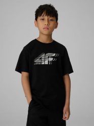 4F T-shirt regular z nadrukiem chłopięcy - czarny 164 (13-14 lat). Czarne t-shirty dla chłopców 4f, bez wzorów, z bawełny, bez ramiączek. Za 49.99 zł.