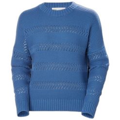 Damski sweter pointelle Helly Hansen Pier. Niebieskie bluzy sportowe damskie Helly Hansen, bez wzorów, ze splotem, bez kaptura, żeglarskie. Za 553.00 zł.