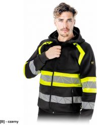 LH-RAUTEX-DS - męska bluza ochronna ostrzegawcza z kapturem pasy odblaskowe zapinana na zamek ściągacze dwie kieszenie fason regular bawełna poliester. Brązowe bluzy męskie Reis, m, bez wzorów, z bawełny, z kapturem. Za 209.20 zł.