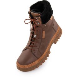 Damskie zimowe skórzane botki Nell 207 Praline Brown. Brązowe botki damskie ENELL, bez wzorów, rowerowe. Za 347.99 zł.