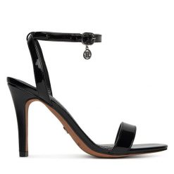 Sandały Nine West. Czarne sandały damskie Nine West, bez wzorów, bez obcasa, na szpilce, bez zapięcia. Za 183.99 zł.