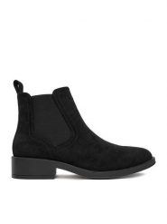 JENNY Botki CEO-13556-T06 Czarny. Czarne botki damskie Jenny, z materiału, bez obcasa, na płaskiej podeszwie, bez zapięcia. Za 149.99 zł.