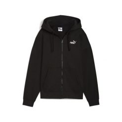 Damska rozpinana bluza z kapturem i małym logo ESS Comfort PUMA Black. Czarne bluzy sportowe damskie Puma, uniwersalny, bez wzorów, z kapturem, do biegania. Za 249.00 zł.
