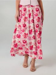 Spódnica midi w kwiaty z wiskozą - wielobarwny. Spódnice damskie Sinsay, l, bez wzorów, z wiskozy, midi. Za 49.99 zł.