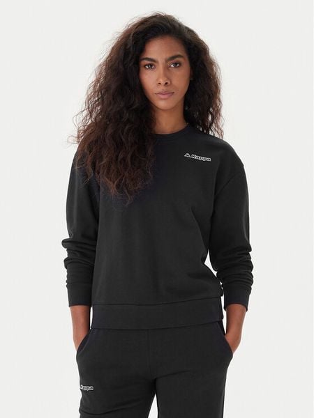 Kappa Bluza Logo Fekka 371M5EW Czarny Regular Fit. Czarne bluzy damskie Kappa, l, bez wzorów, z bawełny, bez kaptura. Za 119.99 zł.