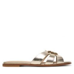 Klapki PINKO. Żółte klapki damskie Pinko, bez wzorów, bez obcasa. Za 919.99 zł.