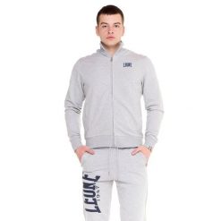 Bluza z zamek błyskawiczny na siłownia na czas wolny. Szare bluzy męskie LEONE 1947 APPAREL, bez wzorów, z bawełny, bez kaptura, na fitness i siłownię. W wyprzedaży za 181.87 zł.