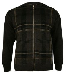 Sweter na Zamek, Brązowy Męski Rozpinany ze Stójką, Dziergany, Wzór Geometryczny -KINGS. Brązowe kardigany męskie Kings, l, bez wzorów, z bawełny. Za 247.00 zł.