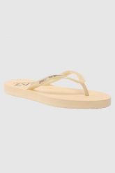 EA7 Złote klapki japonki. Żółte klapki damskie EA7 Emporio Armani, bez wzorów, bez obcasa. W wyprzedaży za 142.99 zł.