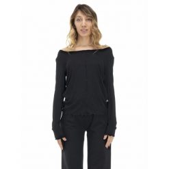 Koszulka na co dzień na siłownię. Czarne koszulki sportowe damskie LEONE 1947 APPAREL, bez wzorów, bez kołnierzyka, bez ramiączek, na fitness i siłownię. W wyprzedaży za 109.46 zł.