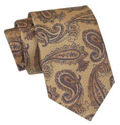 Klasyczny Krawat Męski - ALTIES - Odcienie Brązu i Beżu, Paisley. Krawaty i muchy Alties, bez wzorów, z tkaniny, eleganckie. Za 49.00 zł.