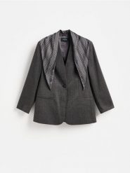 Marynarka z chustą - ciemnoszary. Szare żakiety damskie Reserved, l, bez wzorów, z tkaniny. Za 249.99 zł.