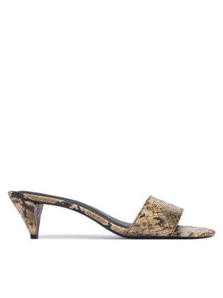 Tommy Hilfiger Klapki Th Mid Mule FW0FW09429 Beżowy. Brązowe klapki damskie Tommy Hilfiger, bez wzorów, ze skóry, bez obcasa. Za 489.99 zł.