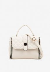 Biała Torebka Ozdobiona Pikowaniem z Rączką Lanerith. Białe torby na ramię damskie Renee, bez wzorów, z jeansu, eleganckie, pikowane, bez dodatków. Za 74.99 zł.