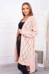 Sweter z geometrycznym wzorem pudrowy róż. Czerwone swetry damskie KESI, l, bez wzorów, z wełny, eleganckie, bez kołnierzyka, plus size, bez ramiączek, bez kaptura. Za 158.92 zł.