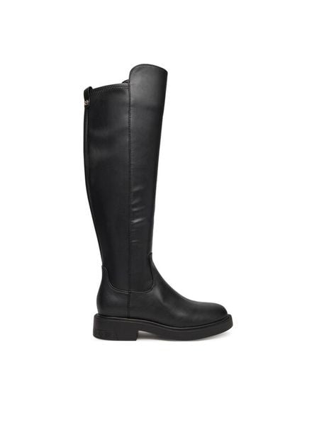 Guess Muszkieterki FLFFYZ ELE11 Czarny. Czarne kozaki damskie Guess, ze skóry, bez obcasa, na płaskiej podeszwie. Za 577.00 zł.