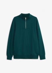 Bluza ze stójką z czystej bawełny organicznej. Czarne bluzy męskie bonprix, m, bez wzorów, z bawełny, bez kaptura. Za 109.99 zł.
