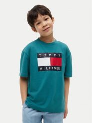 Tommy Hilfiger T-Shirt Heritage KB0KB10340 Zielony Regular Fit. Zielone t-shirty dla chłopców Tommy Hilfiger, bez wzorów, z bawełny, bez ramiączek. Za 169.99 zł.