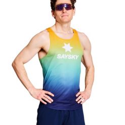 Tank top Saysky Drip Dye Flow. Niebieskie t-shirty męskie SAYSKY, l, bez wzorów, z materiału, eleganckie, bez kołnierzyka. Za 244.45 zł.