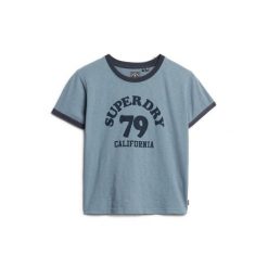 Damska koszulka w kontrastowym kolorze Superdry Athletic Essentials Beach. Niebieskie koszulki sportowe damskie Superdry., l, bez wzorów, z bawełny, bez kołnierzyka, bez ramiączek. Za 148.05 zł.