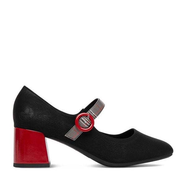 Czółenka Rieker. Czarne czółenka damskie Rieker, bez wzorów, bez obcasa, bez zapięcia. Za 319.99 zł.