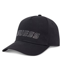 Czapka z daszkiem Guess. Czarne czapki i kapelusze damskie Guess, z aplikacjami. Za 109.99 zł.
