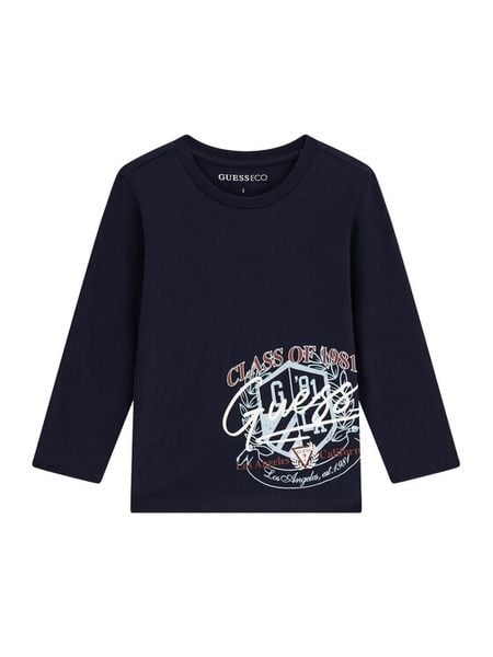 Guess Bluzka N6YI14 K3802 Granatowy Regular Fit. Niebieskie koszule dla chłopców Guess, z aplikacjami, bez kołnierzyka, bez ramiączek. Za 84.99 zł.