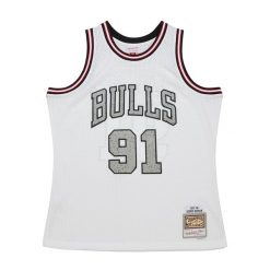 Koszulka NBA Chicago Bulls Dennis Rodman. Białe koszulki sportowe męskie Mitchell & Ness, m, bez wzorów, bez kołnierzyka, bez ramiączek, do koszykówki. Za 577.00 zł.