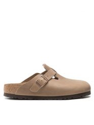 Birkenstock Klapki Boston Bs 960813 Beżowy. Brązowe klapki damskie Birkenstock, bez wzorów, z nubiku, bez obcasa. Za 509.00 zł.