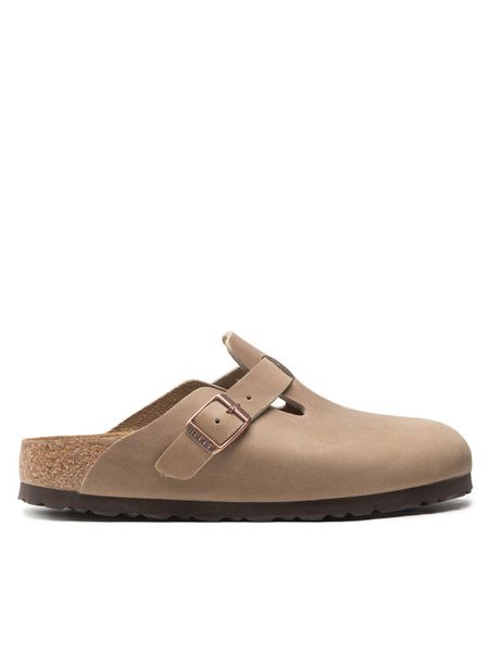 Birkenstock Klapki Boston Bs 960813 Beżowy. Brązowe klapki damskie Birkenstock, bez wzorów, z nubiku, bez obcasa. Za 509.00 zł.