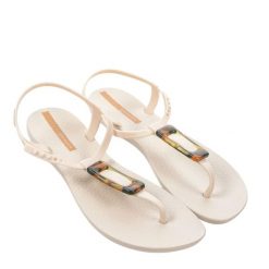 Japonki basenowe damskie Ipanema Class Charm. Brązowe klapki damskie Ipanema, z aplikacjami, z materiału, eleganckie, bez obcasa. Za 59.49 zł.