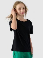 4F T-shirt gładki dziewczęcy - czarny 146 (10-11 lat). Czarne t-shirty i topy dla dziewczynek 4f, bez wzorów, z bawełny, bez ramiączek. W wyprzedaży za 19.99 zł.