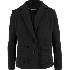 Żakiet dresowy w strukturalny wzór bonprix czarny. Żakiety damskie marki bonprix. Za 129.99 zł.