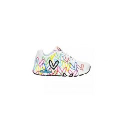 Buty do chodzenia damskie Skechers Spread The Love. Białe obuwie sportowe damskie Skechers, bez wzorów, z gumy, trekkingowe. Za 455.00 zł.