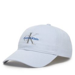 Czapka z daszkiem Calvin Klein. Niebieskie czapki i kapelusze damskie Calvin Klein, bez wzorów. Za 169.99 zł.