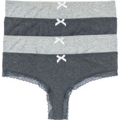 Figi brazylijskie (4 pary) bonprix szary melanż. Szare figi damskie bonprix, w koronkowe wzory, z koronki. Za 39.96 zł.