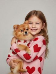 Walentynkowy sweter dla psa w serca - kremowy. Białe swetry przez głowę męskie Sinsay, bez wzorów, bez kołnierzyka. Za 25.99 zł.