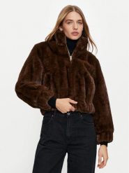 Liu Jo Futro WF4223 E0946 Brązowy Regular Fit. Brązowe płaszcze damskie Liu Jo, bez wzorów, z futra, bez kaptura. Za 1,499.00 zł.
