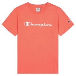 T-shirt Damski Markowy Rękaw. Czerwone t-shirty damskie Champion, bez wzorów, casualowe, bez kołnierzyka. Za 143.99 zł.