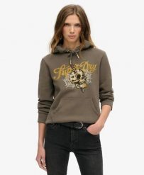 Superdry Bluza z kapturem Tattoo Script z bawełny z recyklingu – Dusky Slate. Szare bluzy damskie Superdry., bez wzorów, z bawełny, z kapturem. Za 387.45 zł.