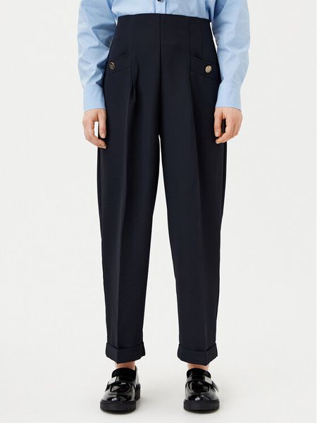 Motivi Kuloty P046Q003475N Granatowy Relaxed Fit. Niebieskie spodnie materiałowe damskie Motivi, bez wzorów, z syntetyku. Za 279.99 zł.