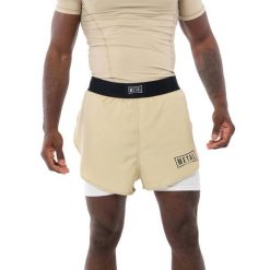 Szorty do walki 2 w 1 Metal Boxe Desert Storm. Brązowe krótkie spodenki sportowe męskie METAL BOXE, l, bez wzorów, z materiału, na fitness i siłownię. Za 233.50 zł.