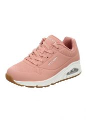 Buty sportowe Sneakersy damskie, Uno-Stand on Air. Czerwone obuwie sportowe damskie Skechers, bez wzorów, z materiału, trekkingowe. Za 279.99 zł.