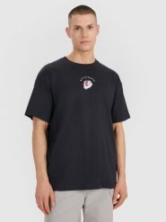 T-shirt oversize z nadrukiem męski 4F 4FRSS25TTSHM2981. Czarne t-shirty męskie 4f, m, bez wzorów, z bawełny, klasyczne, bez kołnierzyka. Za 51.99 zł.