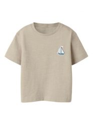 NAME IT T-Shirt Fredery 13238143 Beżowy Regular Fit. Brązowe t-shirty dla chłopców Name it, bez wzorów, z bawełny, bez ramiączek. Za 39.99 zł.