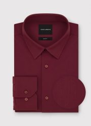 PAKO LORENTE - Bordowa dzianinowa koszula męska. Czerwone koszule męskie Pako Lorente, m, bez wzorów, z dzianiny, bez kołnierzyka, bez ramiączek. Za 299.99 zł.