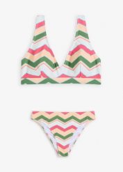 Bikini bustier (2 części) z dekoltem w serek. Zielone bikini damskie bonprix, bez wzorów. Za 117.99 zł.