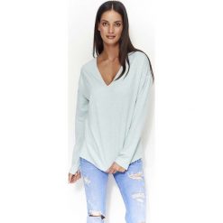 Miętowa Lekka Bluza z Dekoltem w Szpic. Bluzki damskie Molly.pl. Za 79.90 zł.