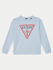 Guess Bluza L73Q09 KAUG0 Błękitny Regular Fit. Niebieskie bluzy dla chłopców Guess, z aplikacjami, z bawełny, bez ramiączek, bez kaptura. Za 89.99 zł.